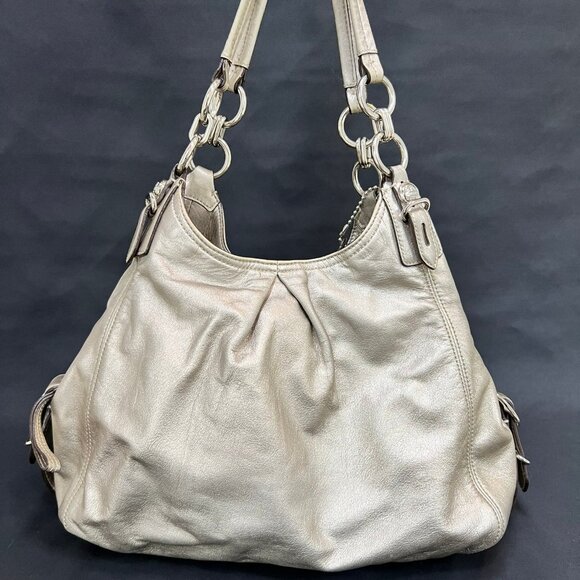 Coach Vintage Silver Soft Leather Satchel Purse Bag with Double Handle - Picture 2 of 12